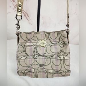 Coach F17473 Signature Tartan Plaid Adjustable Crossbody Bag